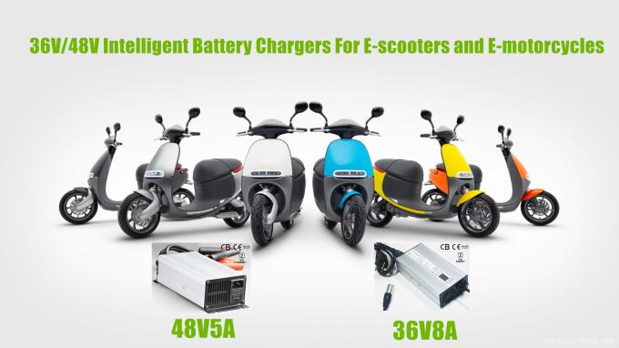 इलेक्ट्रिक स्कूटर और मोटरसाइकिल के लिए स्मार्ट 8 एम्प्स 36 वोल्ट बैटरी चार्जर इंटेलिजेंट